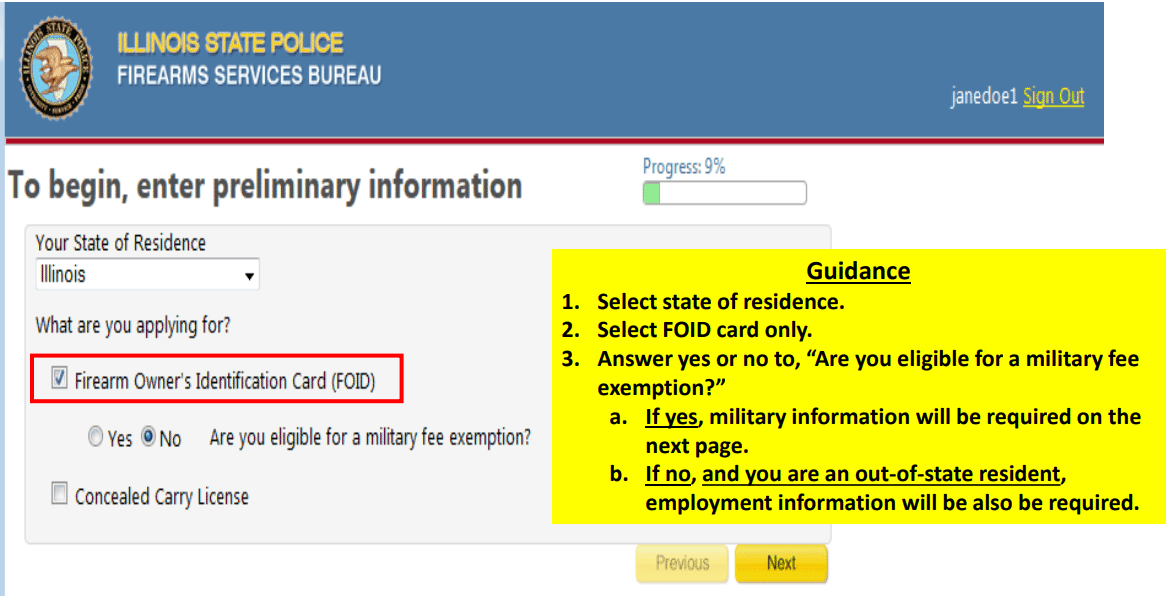 Illinois FOID application step 5