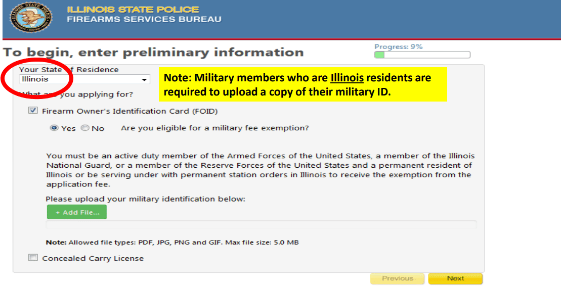 Illinois FOID application step 6