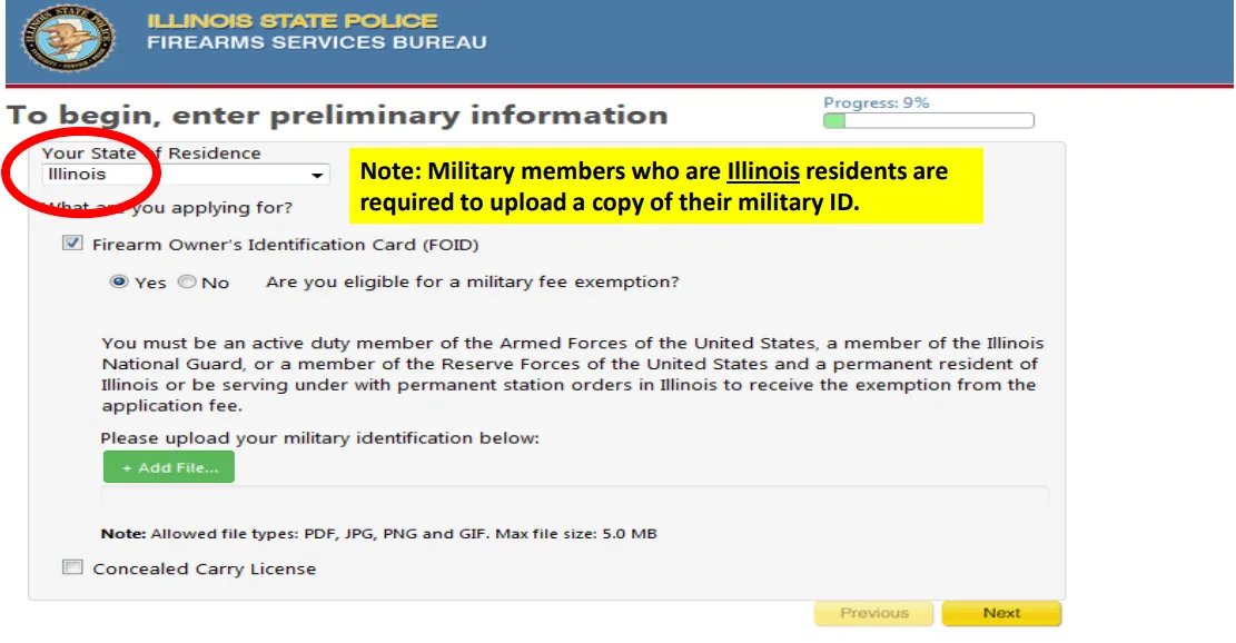 Illinois FOID application step 6