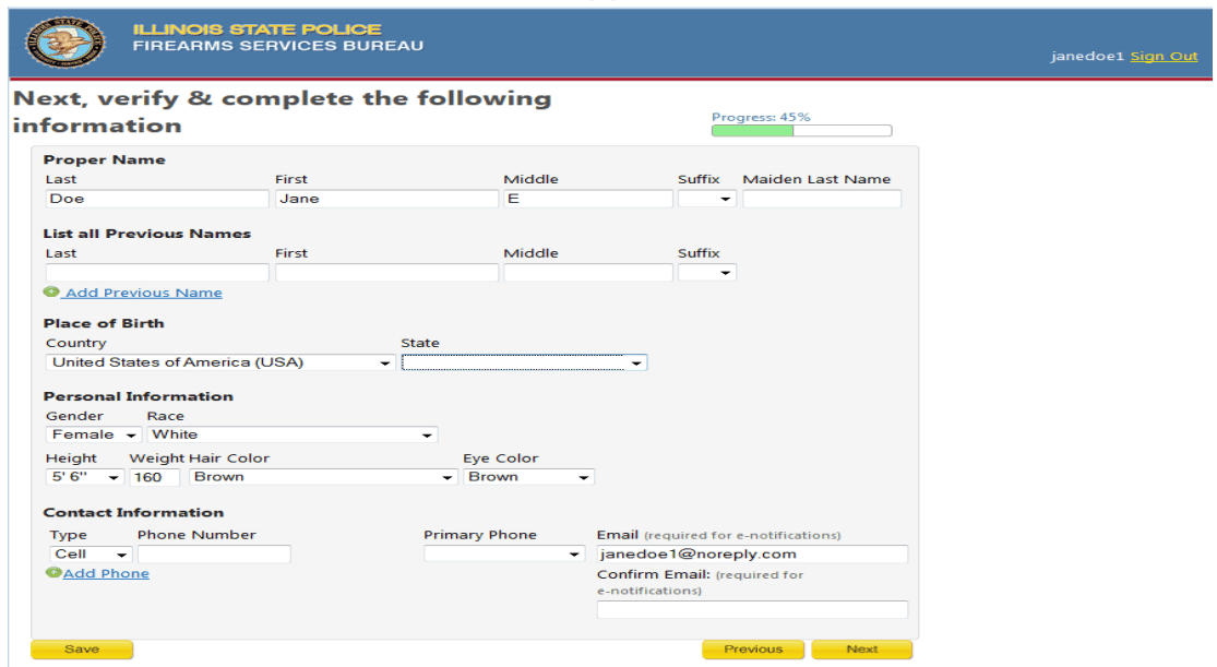 Illinois FOID application step 13