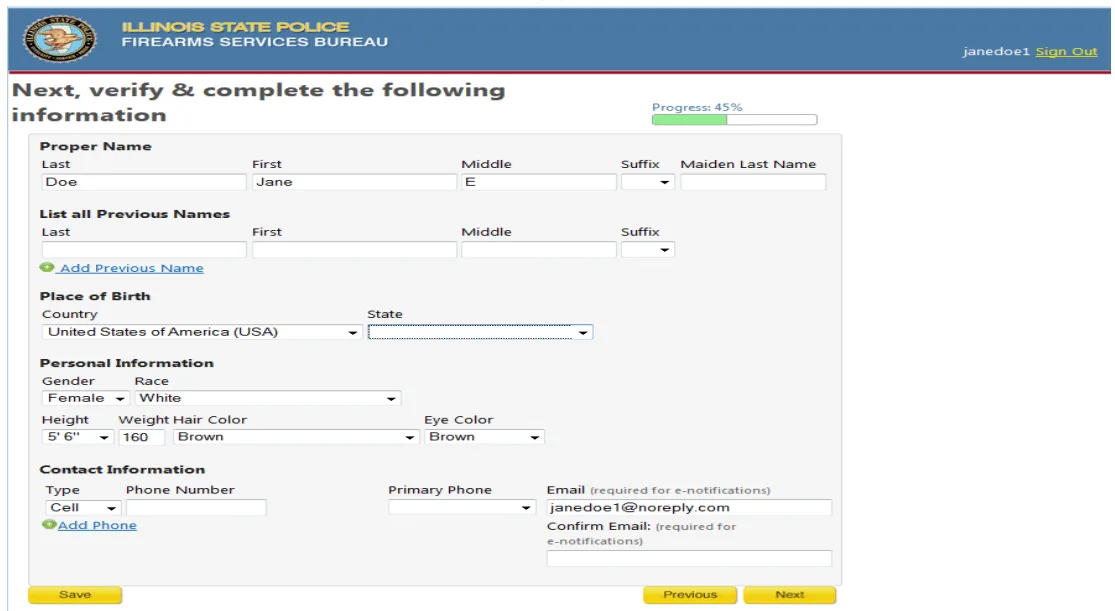 Illinois FOID application step 13