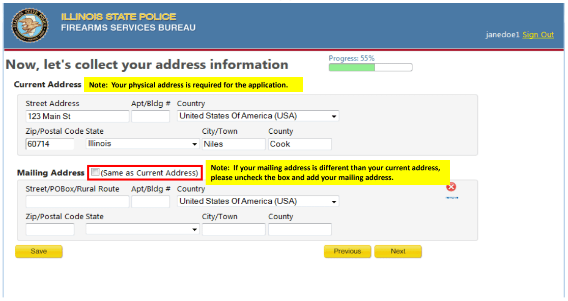 Illinois FOID application step 14
