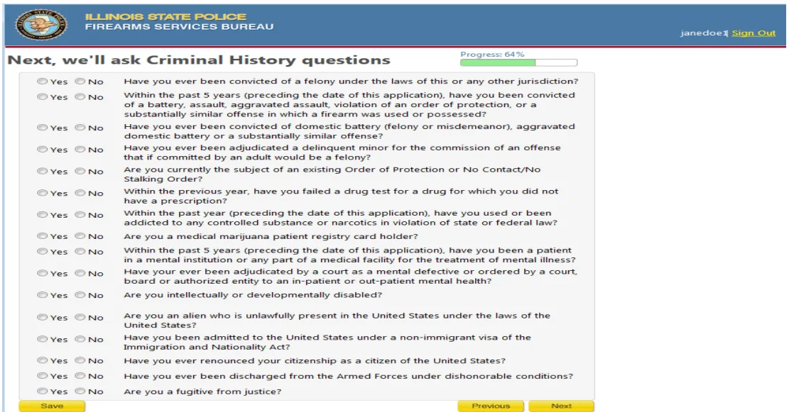 Illinois FOID application step 15