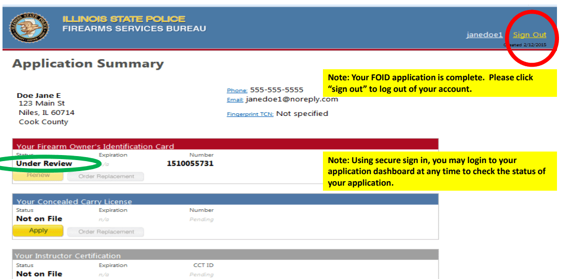 Illinois FOID application step 21