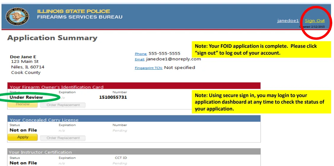 Illinois FOID application step 21